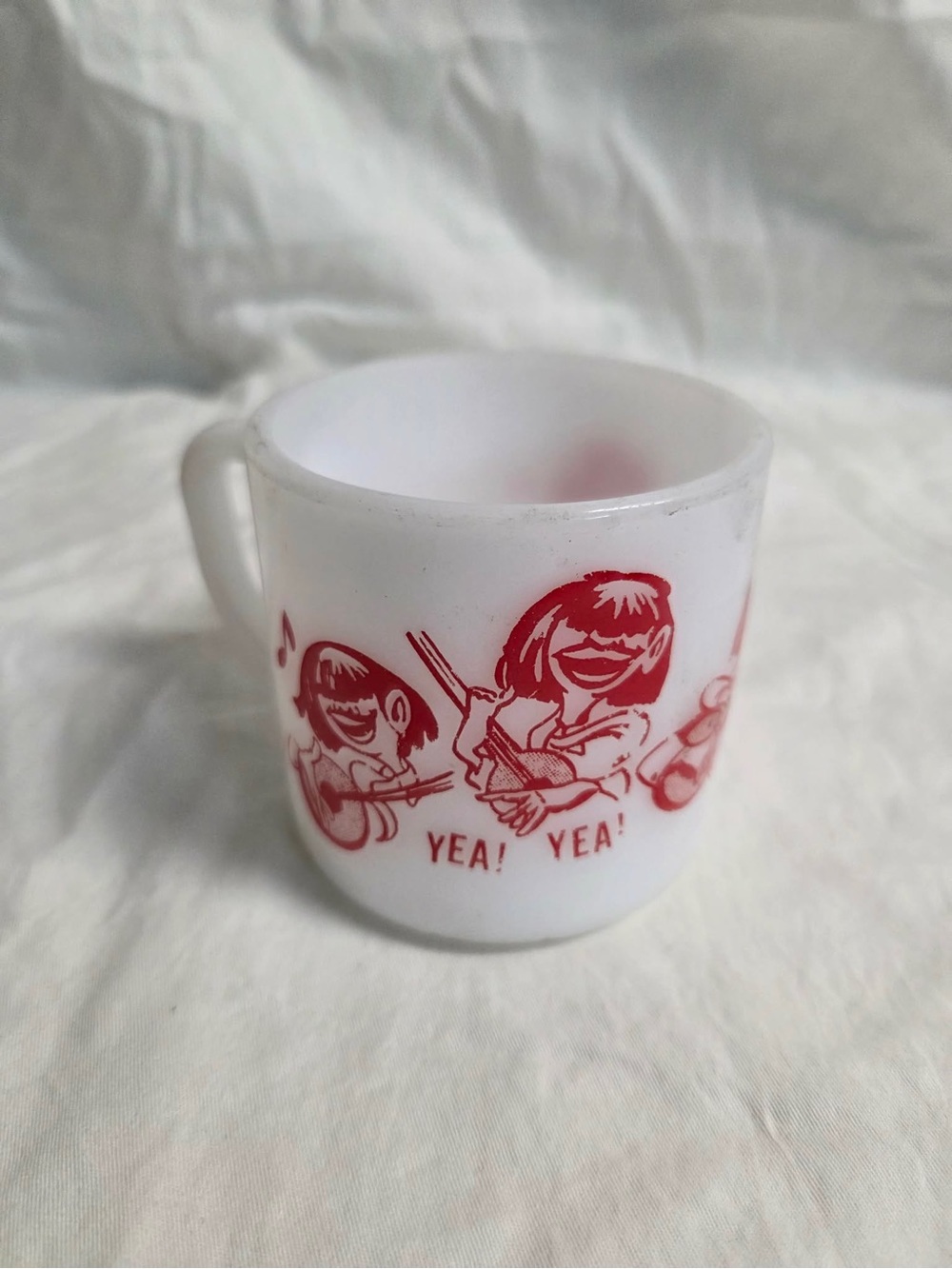 Vintage Milk Glass Mug - The Beatles
